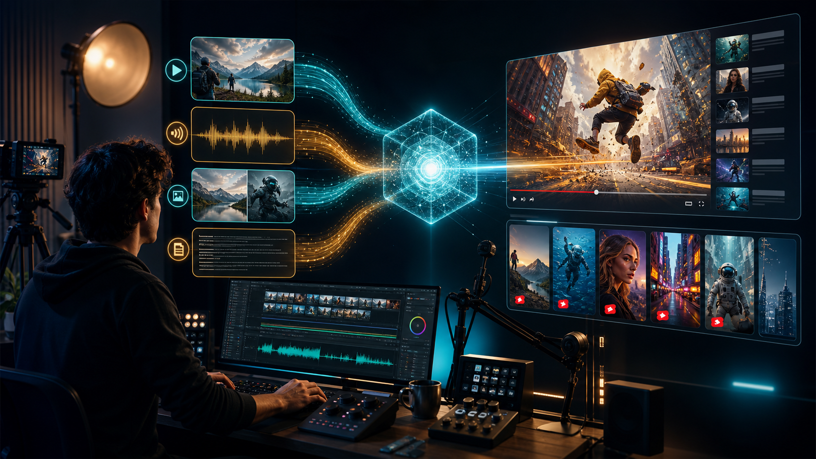 Multimodal video generation and creator workflow graphic