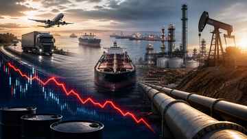 Oil market editorial cover showing supply, demand, and price pressure