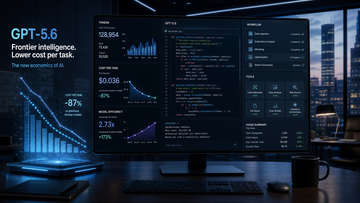 Frontier AI model, token efficiency, and enterprise workflow graphic