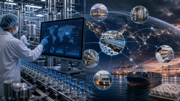 Drug supply chain registry, manufacturing nodes, and FDA visibility graphic