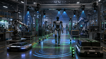 Physical AI safety stack, robotics sensors, and industrial deployment graphic