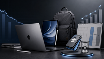 MacBook, iPad, backpack, and delayed calendar showing back-to-school pricing pressure