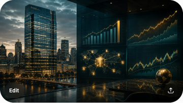 A skyline view of the BNY Mellon headquarters with a Q2 earnings chart showing the revenue beat, a digital asset custody network diagram, and a 2026 raised outlook forecast overlay with rising equity market indicators