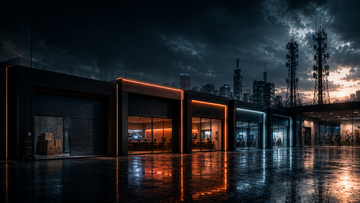 Verizon retail storefronts, a workforce reduction dashboard, and a telecom cost-cutting chart