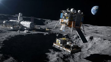 Lunar mission graphic with Firefly, NASA, and recurring mission cadence signals